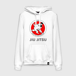 Толстовка-худи хлопковая женская Jiu Jitsu: since 16 century, цвет: белый