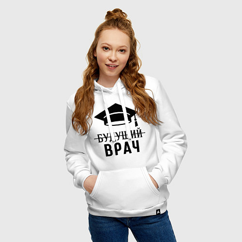 Женская толстовка-худи Будущий врач / Белый – фото 3