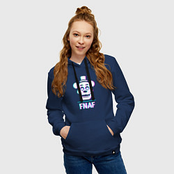 Толстовка-худи хлопковая женская FNAF в стиле glitch и баги графики, цвет: тёмно-синий — фото 2