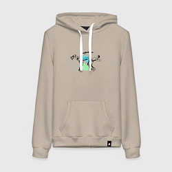 Толстовка-худи хлопковая женская Капоэйра боевой танец, цвет: миндальный
