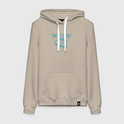 Толстовка-худи хлопковая женская Эльбрус 5642 лого, цвет: миндальный