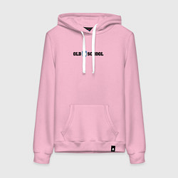 Толстовка-худи хлопковая женская Old school, шеврон старой школы, цвет: светло-розовый