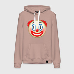 Толстовка-худи хлопковая женская Эмодзи Клоун, цвет: пыльно-розовый