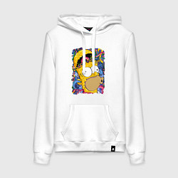 Толстовка-худи хлопковая женская Мозг Гомера Симпсона - постер, цвет: белый