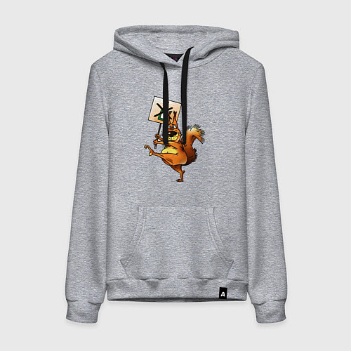 Женская толстовка-худи Белка против пьянства / Меланж – фото 1