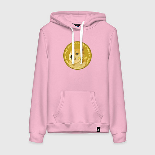 Женская толстовка-худи Иронизирующая монета с Доге / Светло-розовый – фото 1