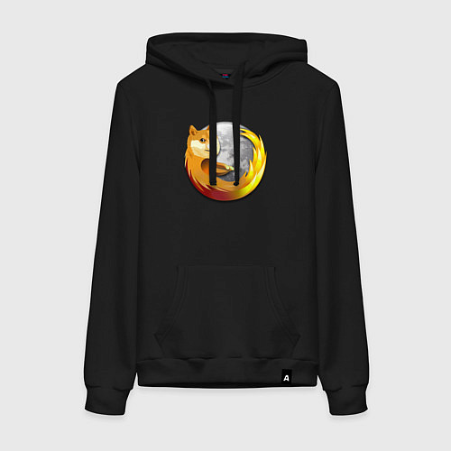 Женская толстовка-худи Пёсик Доге охватывает планету / Черный – фото 1