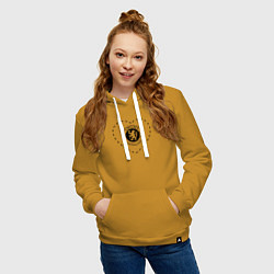 Толстовка-худи хлопковая женская Лого Chelsea в сердечке, цвет: горчичный — фото 2