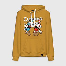 Толстовка-худи хлопковая женская Cuphead - Mugman, цвет: горчичный