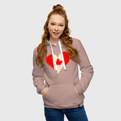 Толстовка-худи хлопковая женская Сердце - Канада, цвет: пыльно-розовый — фото 2