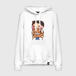 Толстовка-худи хлопковая женская Ветеринар держит собачку, цвет: белый
