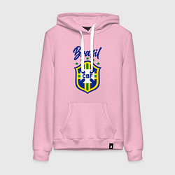 Толстовка-худи хлопковая женская Brasil Football, цвет: светло-розовый