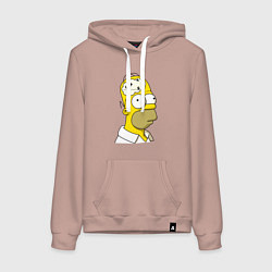 Толстовка-худи хлопковая женская Гомер Симпсон - нет подключения к интернету, цвет: пыльно-розовый