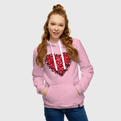 Женская толстовка-худи Сердце из множества сердец / Светло-розовый – фото 3