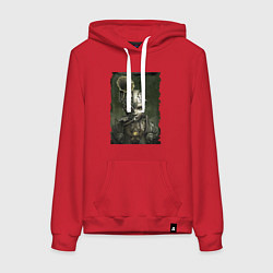 Толстовка-худи хлопковая женская Девушка в механистическом костюме, цвет: красный