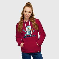 Толстовка-худи хлопковая женская Little Bender, цвет: маджента — фото 2