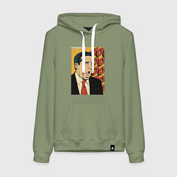 Толстовка-худи хлопковая женская Майкл кричит нееееет - Офис, цвет: авокадо