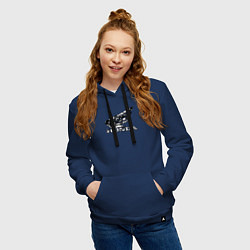 Толстовка-худи хлопковая женская Хонда логотип, цвет: тёмно-синий — фото 2