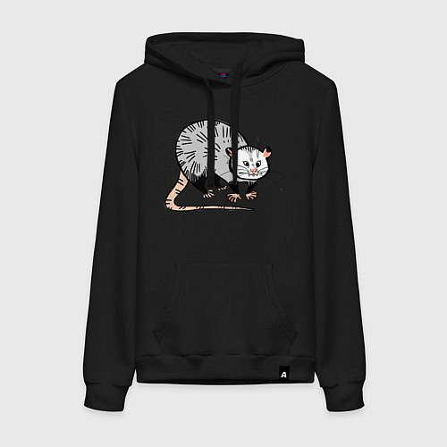 Женская толстовка-худи Удивлённый опоссум / Черный – фото 1