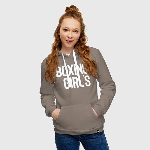 Женская толстовка-худи Boxing girls / Утренний латте – фото 3