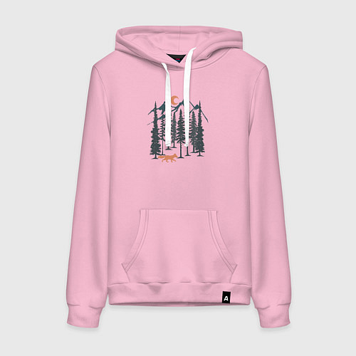 Женская толстовка-худи Лисичка в Лесу / Светло-розовый – фото 1