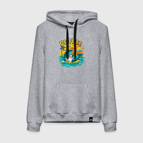 Женская толстовка-худи Акула серфингист будь свободным / Меланж – фото 1