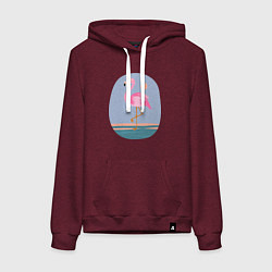 Толстовка-худи хлопковая женская Фламинго, цвет: меланж-бордовый