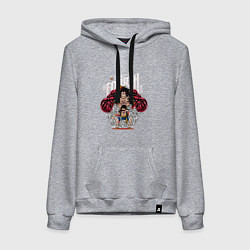 Толстовка-худи хлопковая женская Луффи 4 гир - Упругий человек, цвет: меланж