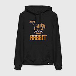 Толстовка-худи хлопковая женская Rabbit, цвет: черный