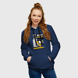 Толстовка-худи хлопковая женская Питтсбург Пингвинз НХЛ, цвет: тёмно-синий — фото 2