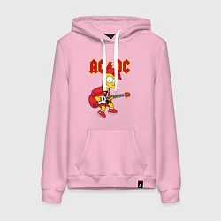 Толстовка-худи хлопковая женская AC DC Барт Симпсон, цвет: светло-розовый