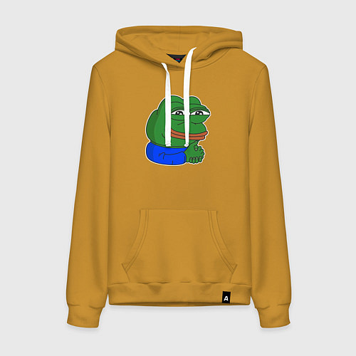 Женская толстовка-худи Лягушонок Пепе хитрый / Горчичный – фото 1