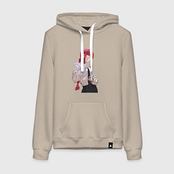 Толстовка-худи хлопковая женская Просто Макима с галстуком, цвет: миндальный