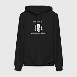 Толстовка-худи хлопковая женская I like people rabbit, цвет: черный