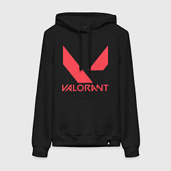 Толстовка-худи хлопковая женская Valorant - logo, цвет: черный