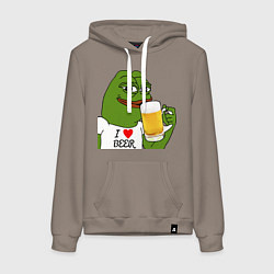 Толстовка-худи хлопковая женская Drink Pepe, цвет: утренний латте