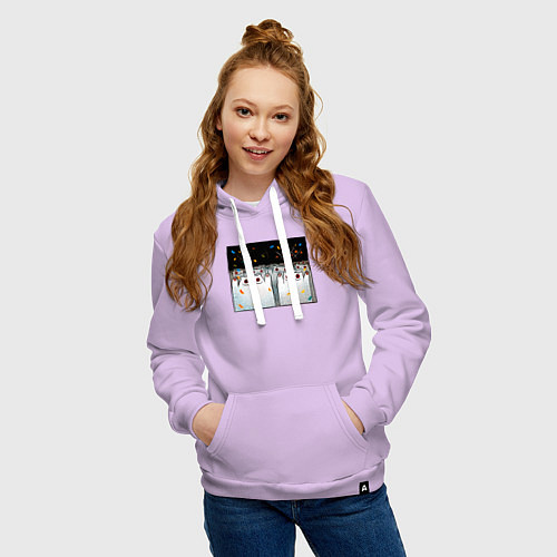 Женская толстовка-худи Мрачные коты празднуют / Лаванда – фото 3