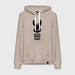 Толстовка-худи хлопковая женская Bad rabbit, цвет: миндальный