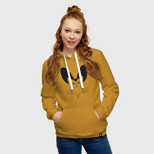 Женская толстовка-худи Котокролик / Горчичный – фото 3