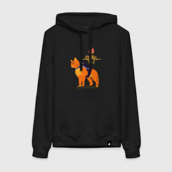 Толстовка-худи хлопковая женская Stray - cat logo, цвет: черный