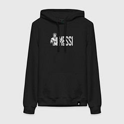 Толстовка-худи хлопковая женская Football Messi, цвет: черный