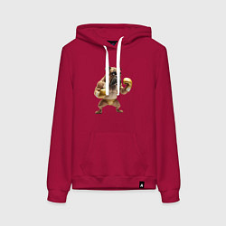 Толстовка-худи хлопковая женская Собака занимается боксом, цвет: маджента