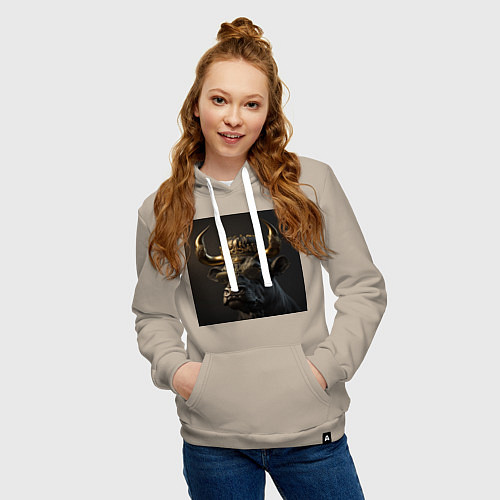 Женская толстовка-худи Король полей - бык / Миндальный – фото 3