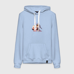 Толстовка-худи хлопковая женская Влюбленные персонажи, цвет: мягкое небо