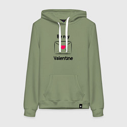 Толстовка-худи хлопковая женская Be my valentine - валентинка, цвет: авокадо