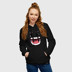 Толстовка-худи хлопковая женская Funny smile, цвет: черный — фото 2