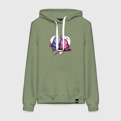 Толстовка-худи хлопковая женская Любовь и котики, цвет: авокадо