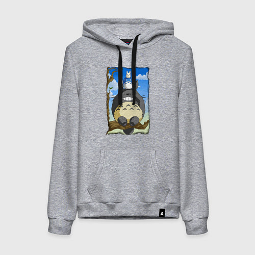 Женская толстовка-худи Тоторо на дереве / Меланж – фото 1