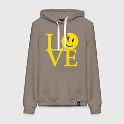 Толстовка-худи хлопковая женская Smile love, цвет: утренний латте