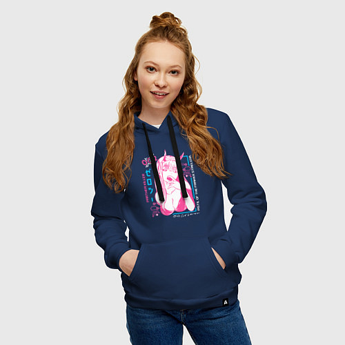 Женская толстовка-худи Zero Two anime / Тёмно-синий – фото 3